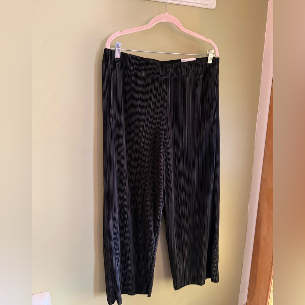 Nine West wide leg crop pants black size L NWT